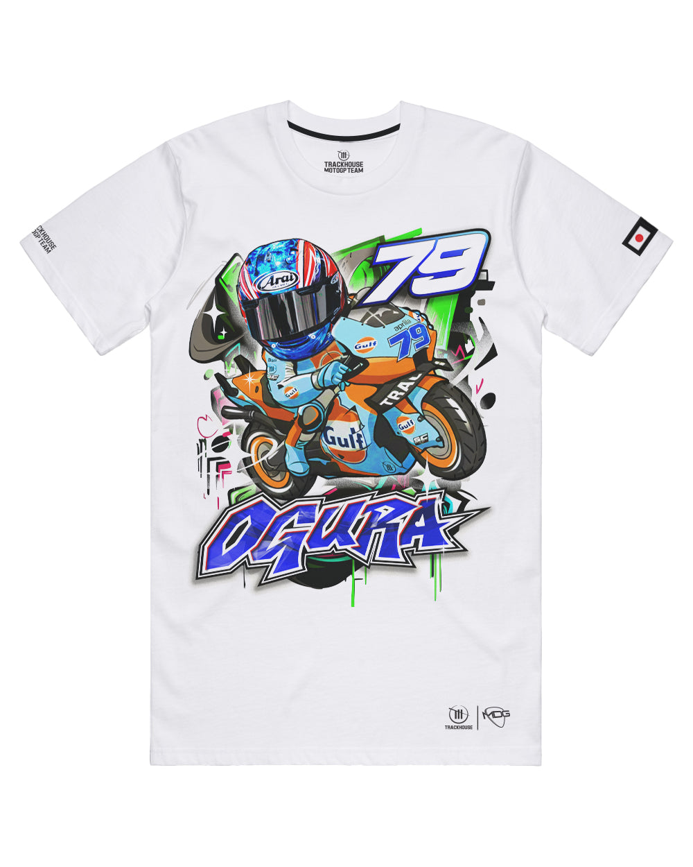 Trackhouse Ai Ogura Kids Colourful Graffiti Tee - White