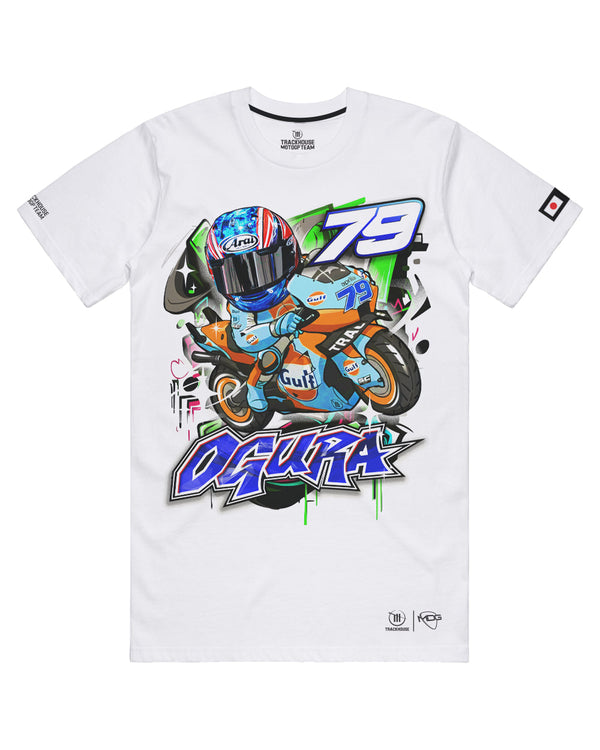 Trackhouse Ai Ogura Kids Colourful Graffiti Tee - White
