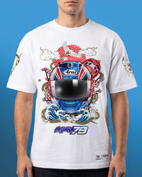 Trackhouse Ai Ogura Unisex Colourful Helmet Tee - White